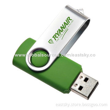 Swivel Promotional USB Drive, Capacity of 64MB to 32GB, Customized Logo Printing